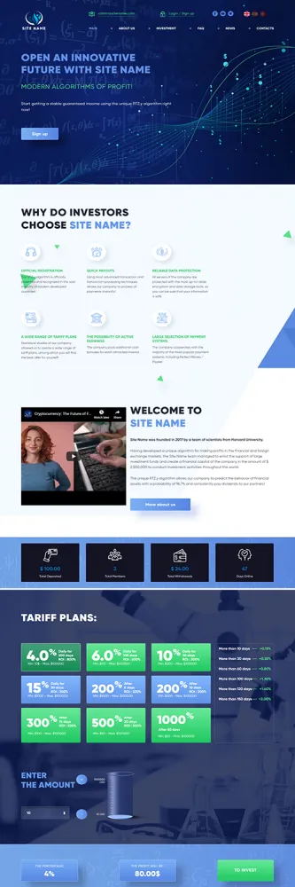 Investment Hyip Template ID - ZHRT28 Preview
