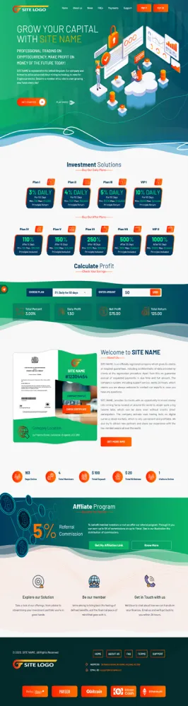 Investment Hyip Template ID - ZHRT280 Preview