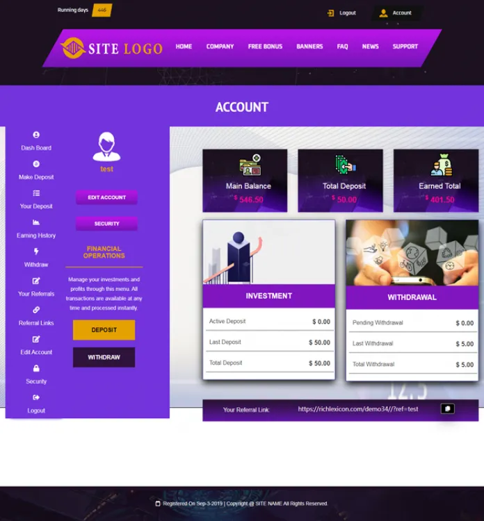 Investment Hyip Template ID - ZHRT289 demo Page 2