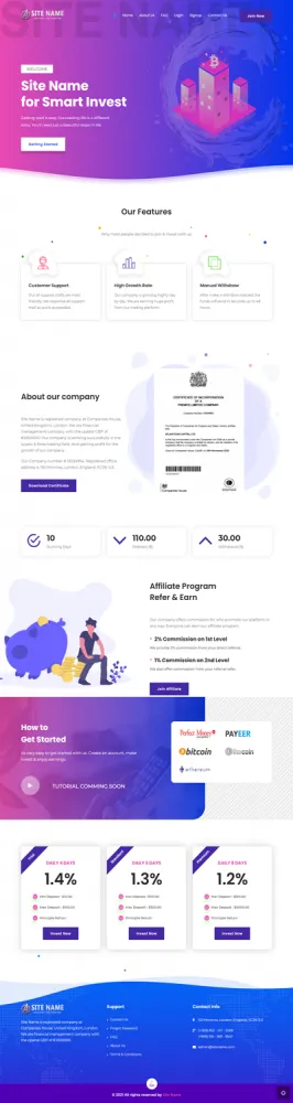 Investment Hyip Template ID - ZHRT292 Preview