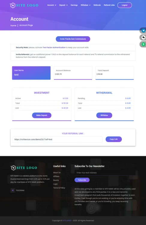 Investment Hyip Template ID - ZHRT295 demo Page 2