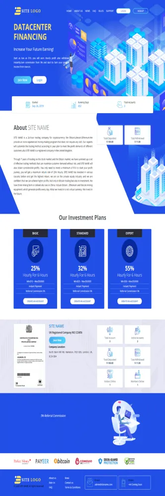 Investment Hyip Template ID - ZHRT297 Preview