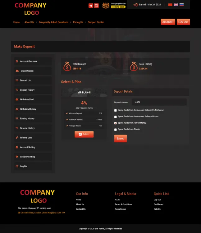 Investment Hyip Template ID - ZHRT300 demo Page 3