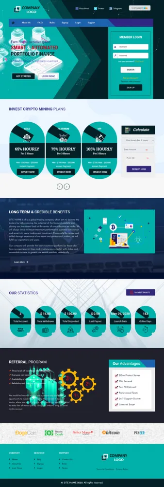 Investment Hyip Template ID - ZHRT301 Preview