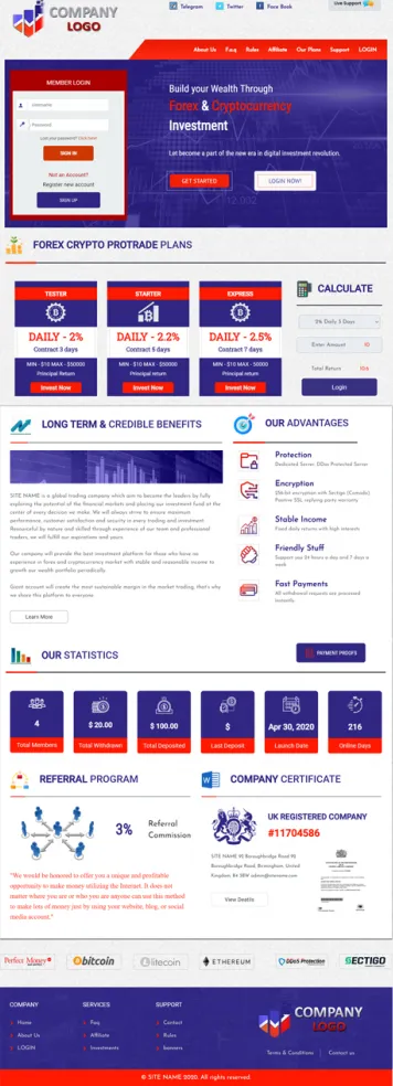 Investment Hyip Template ID - ZHRT305 Preview