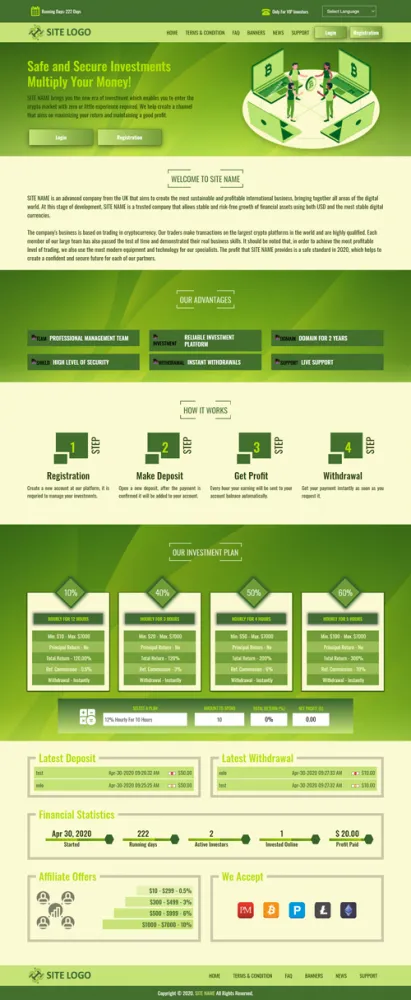 Investment Hyip Template ID - ZHRT307 Preview