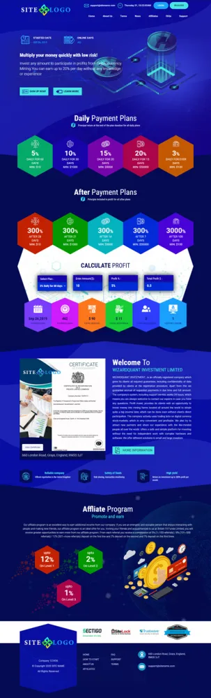 Investment Hyip Template ID - ZHRT309 Preview