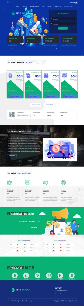 Investment Hyip Template ID - ZHRT311 Preview