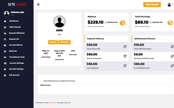Investment Hyip Template ID - ZHRT318 demo Page 2
