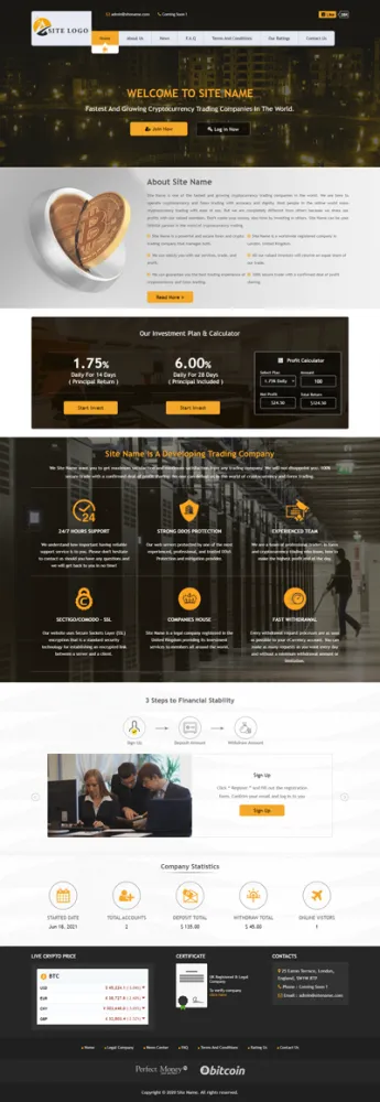 Investment Hyip Template ID - ZHRT320 Preview