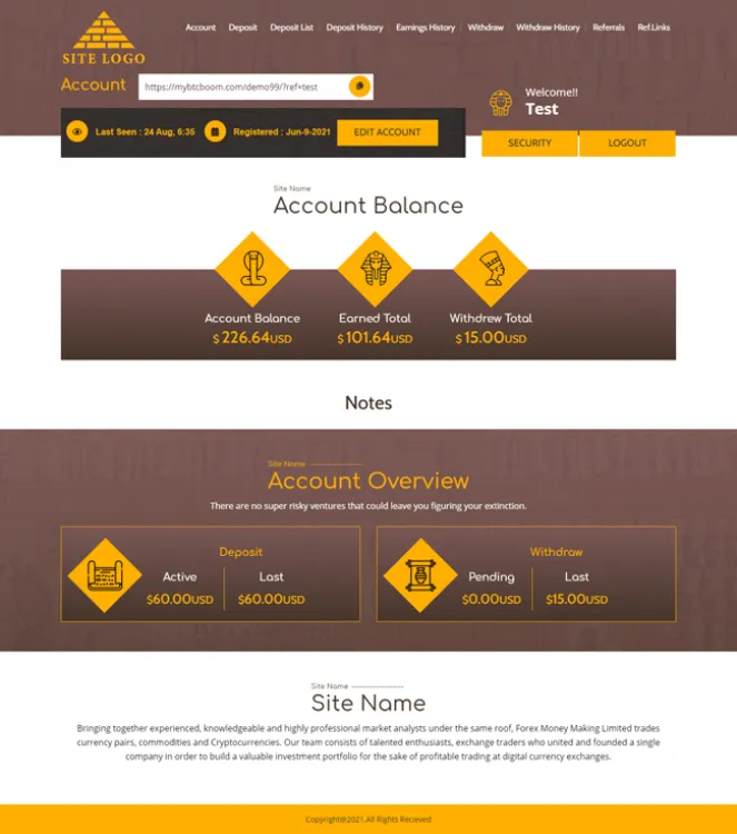Investment Hyip Template ID - ZHRT323 demo Page 2