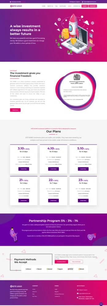 Investment Hyip Template ID - ZHRT324 demo Page 1