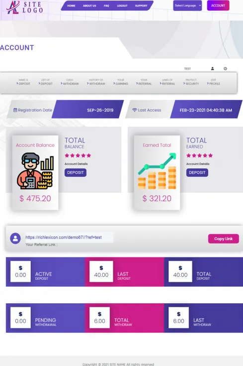 Investment Hyip Template ID - ZHRT329 demo Page 2
