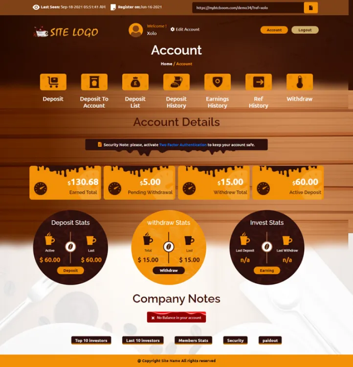 Investment Hyip Template ID - ZHRT330 demo Page 2
