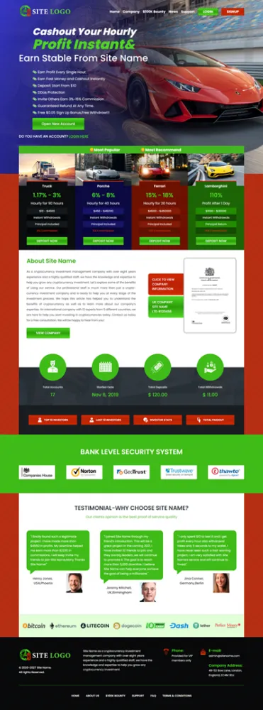 Investment Hyip Template ID - ZHRT331 Preview
