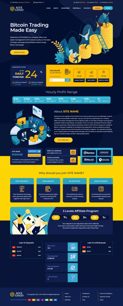 Investment Hyip Template ID - ZHRT332 Preview