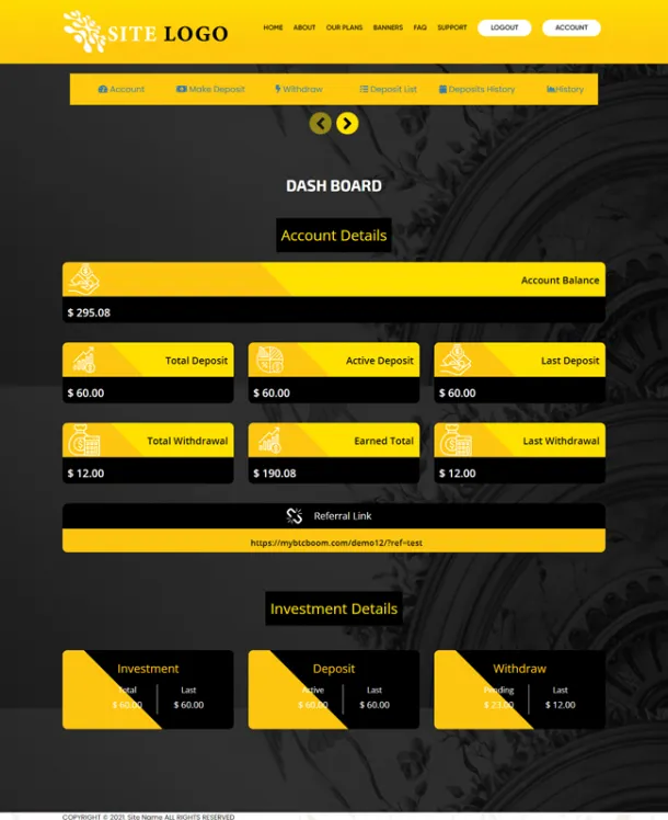Investment Hyip Template ID - ZHRT337 demo Page 2