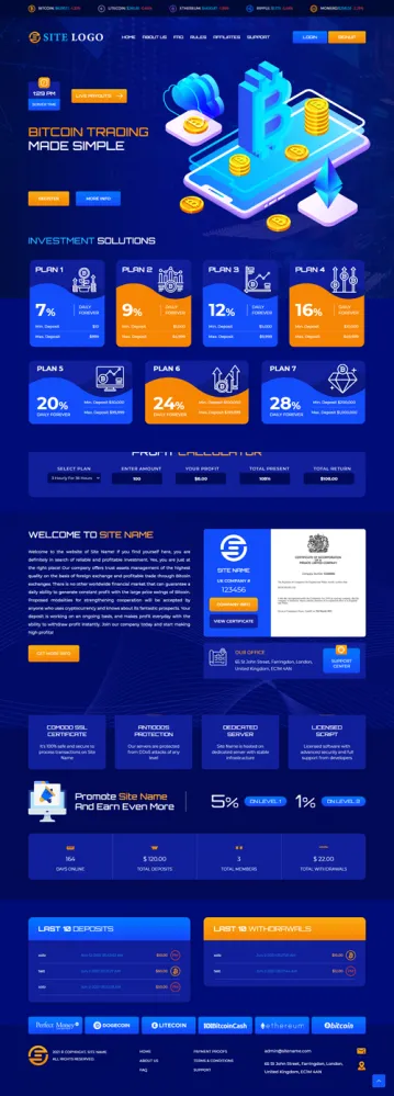 Investment Hyip Template ID - ZHRT339 Preview