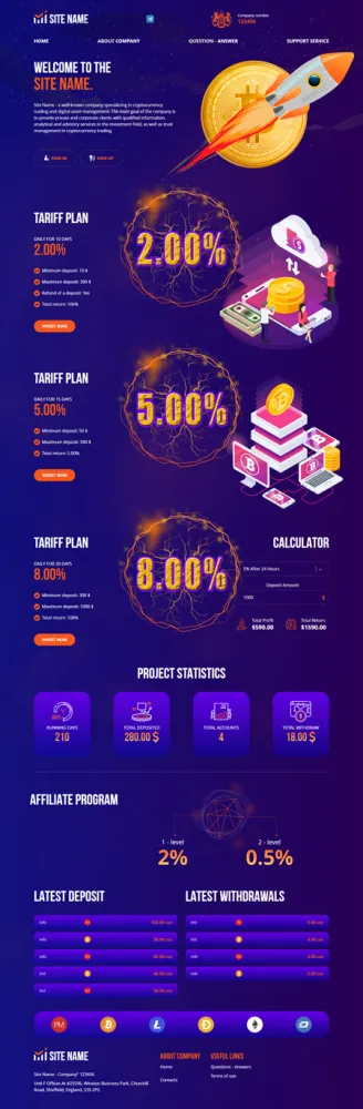 Investment Hyip Template ID - ZHRT349 Preview