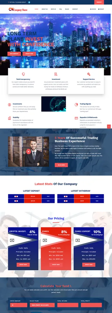 Investment Hyip Template ID - ZHRT35 demo Page 1