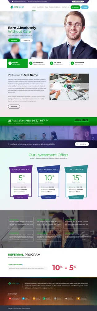 Investment Hyip Template ID - ZHRT350 Preview