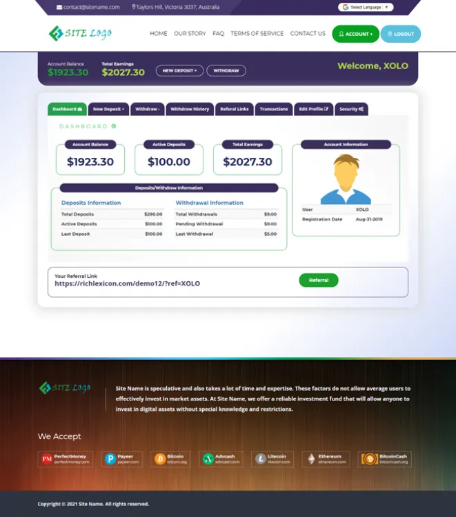Investment Hyip Template ID - ZHRT350 demo Page 2