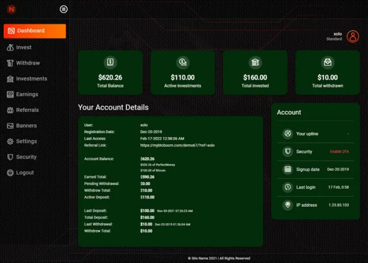 Investment Hyip Template ID - ZHRT356 demo Page 2