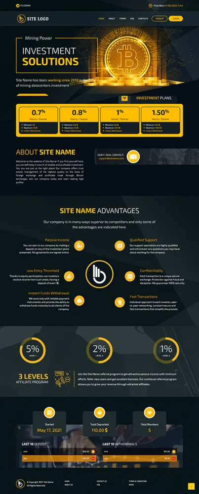 Investment Hyip Template ID - ZHRT369 Preview
