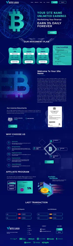 Investment Hyip Template ID - ZHRT372 Preview