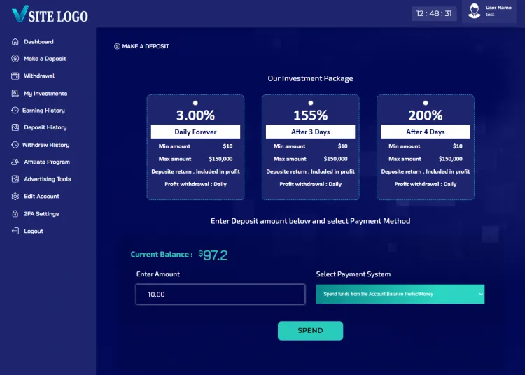 Investment Hyip Template ID - ZHRT372 demo Page 3