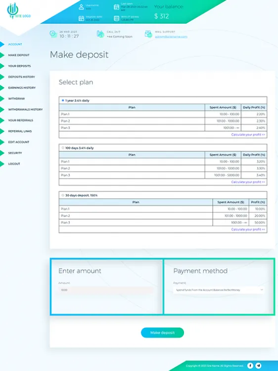 Investment Hyip Template ID - ZHRT400 demo Page 2