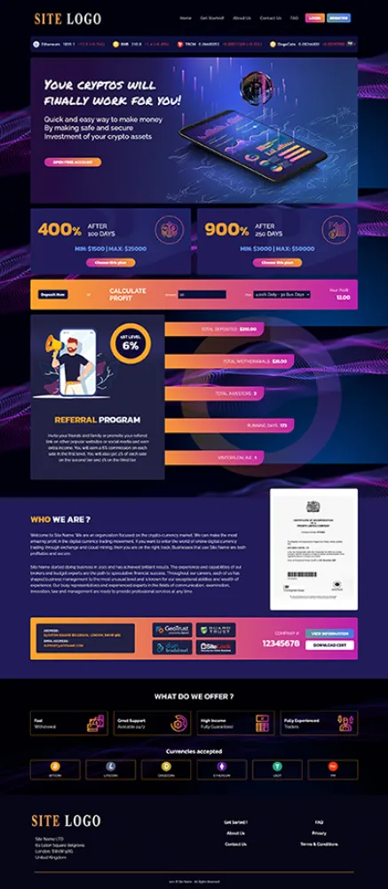 Investment Hyip Template ID - ZHRT403 Preview