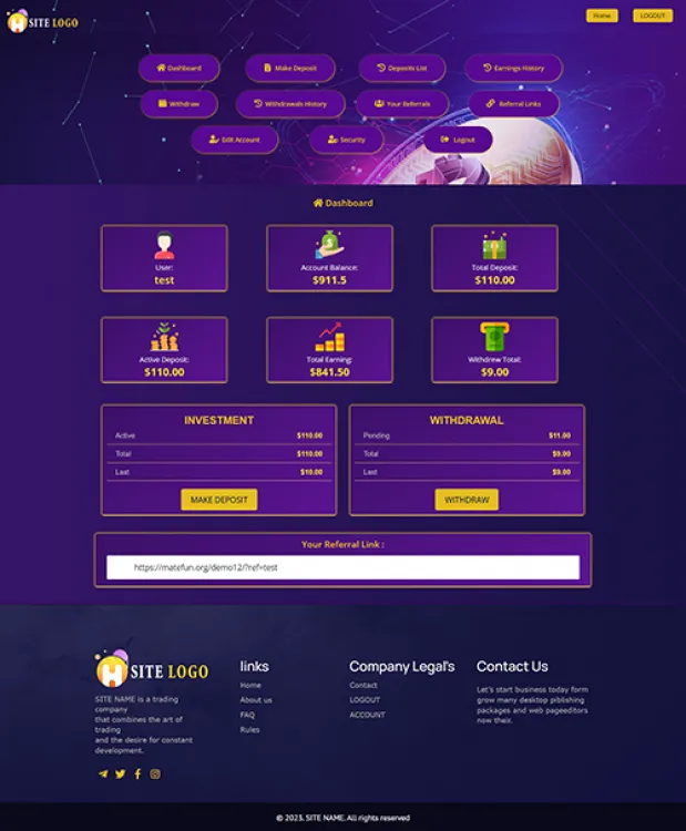 Investment Hyip Template ID - ZHRT423 demo Page 2