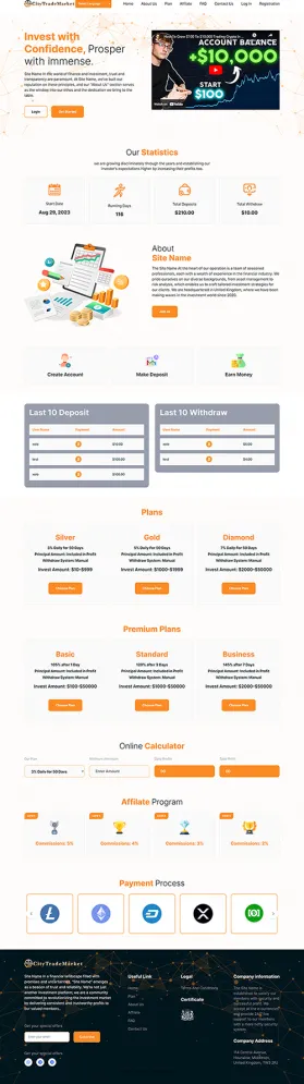 Investment Hyip Template ID - ZHRT428 Preview