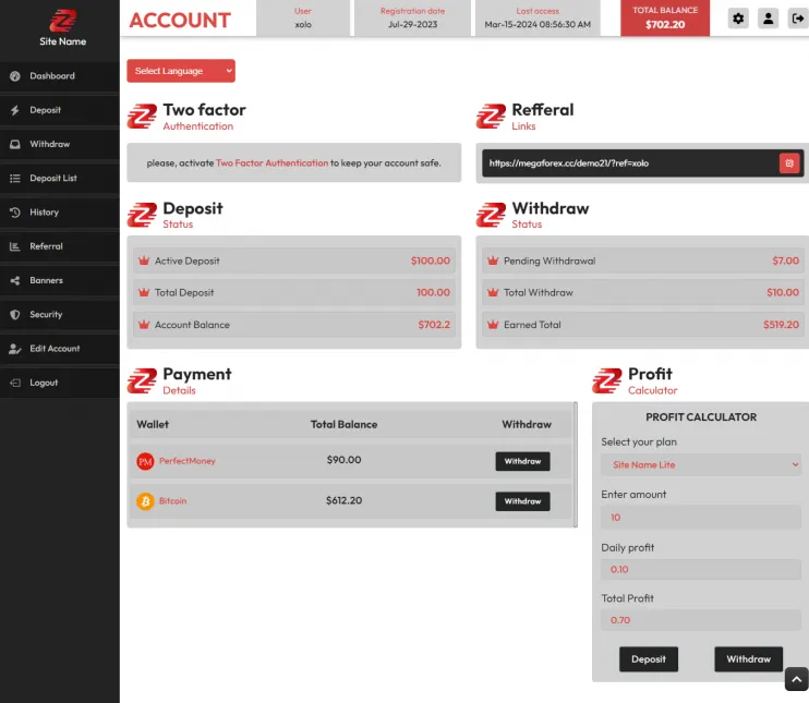 Investment Hyip Template ID - ZHRT433 demo Page 2
