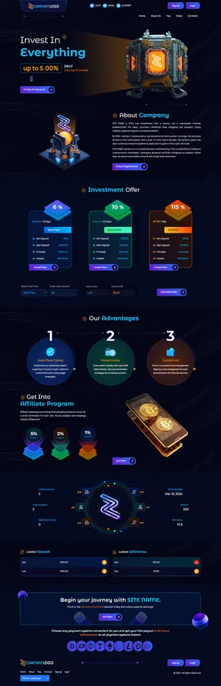 Investment Hyip Template ID - ZHRT436 Preview