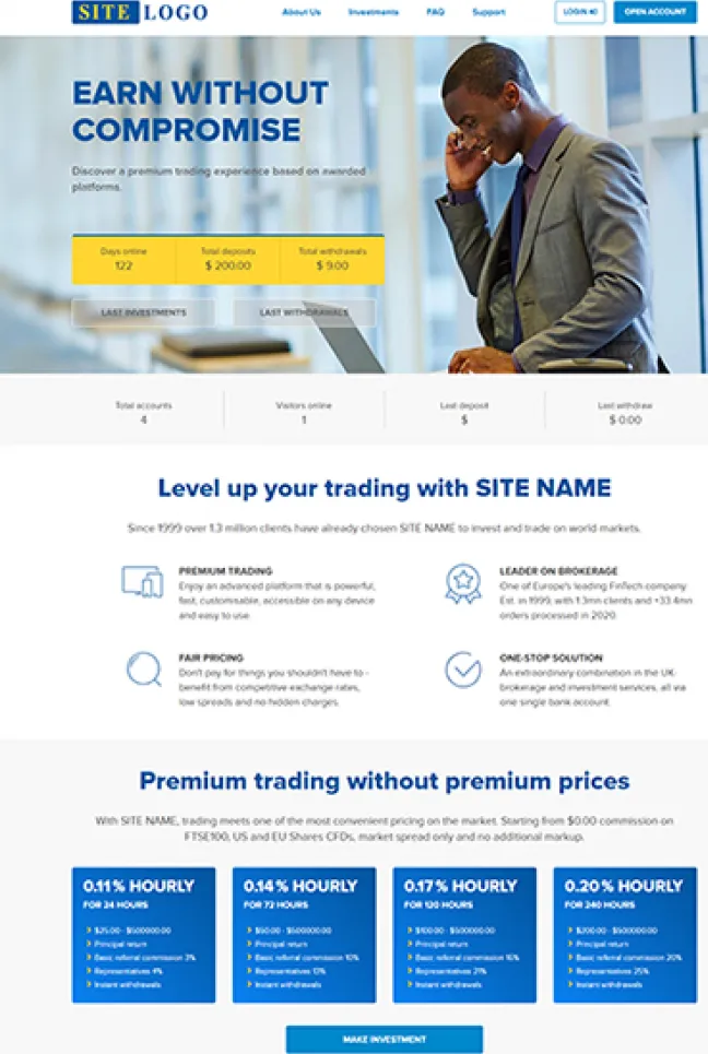 Investment Hyip Template ID - ZHRT446 Preview