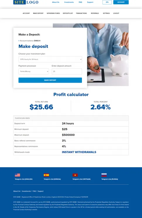 Investment Hyip Template ID - ZHRT446 demo Page 3