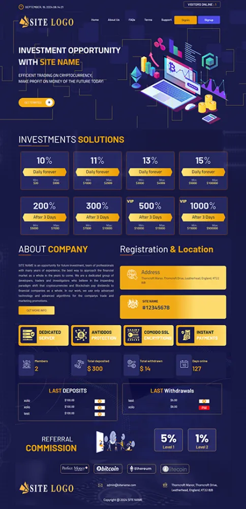Investment Hyip Template ID - ZHRT448 Preview