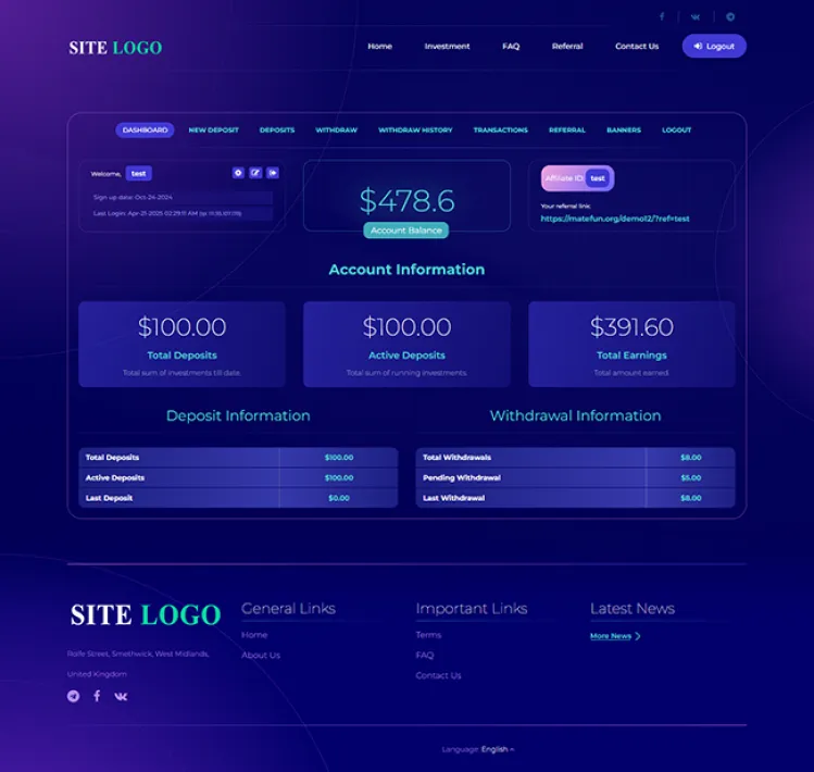 Investment Hyip Template ID - ZHRT466 demo Page 2