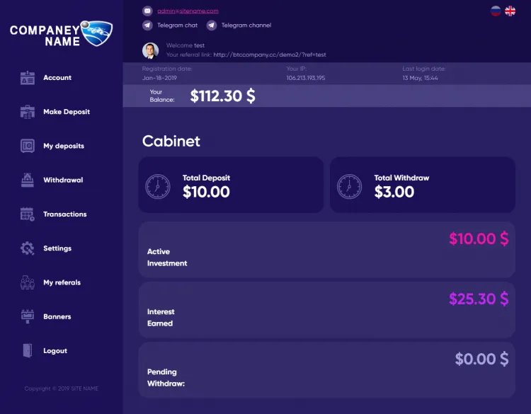 Investment Hyip Template ID - ZHRT49 demo Page 2