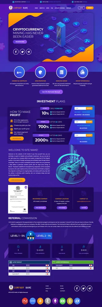 Investment Hyip Template ID - ZHRT50 Preview