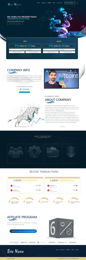 Investment Hyip Template ID - ZHRT51 Preview
