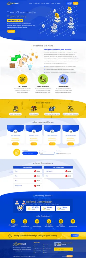 Investment Hyip Template ID - ZHRT67 Preview