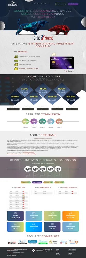 Investment Hyip Template ID - ZHRT75 Preview
