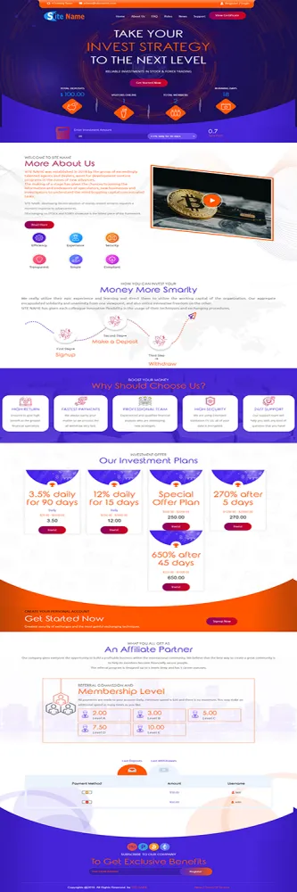 Investment Hyip Template ID - ZHRT89 Preview