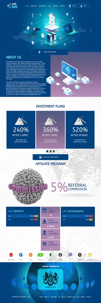 Investment Hyip Template ID - ZHRT91 Preview
