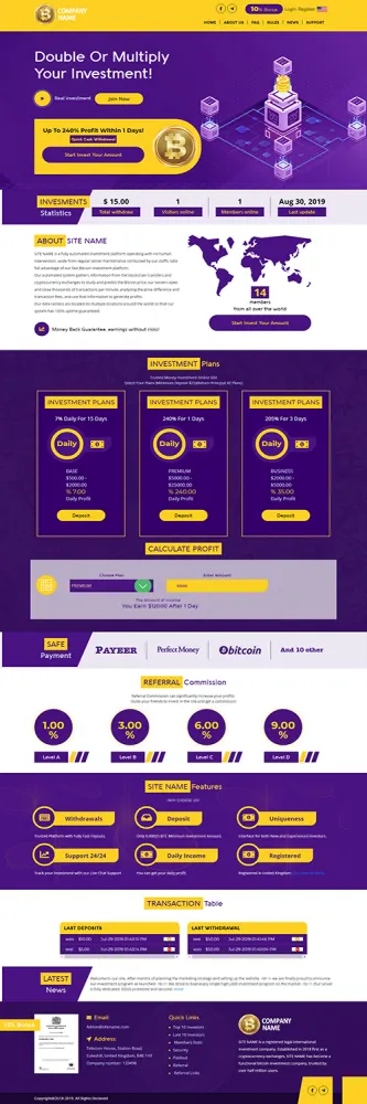 Investment Hyip Template ID - ZHRT99 Preview