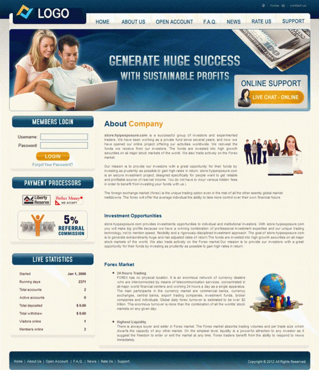Investment Hyip Template ID - ZVPT1000 demo Page 1
