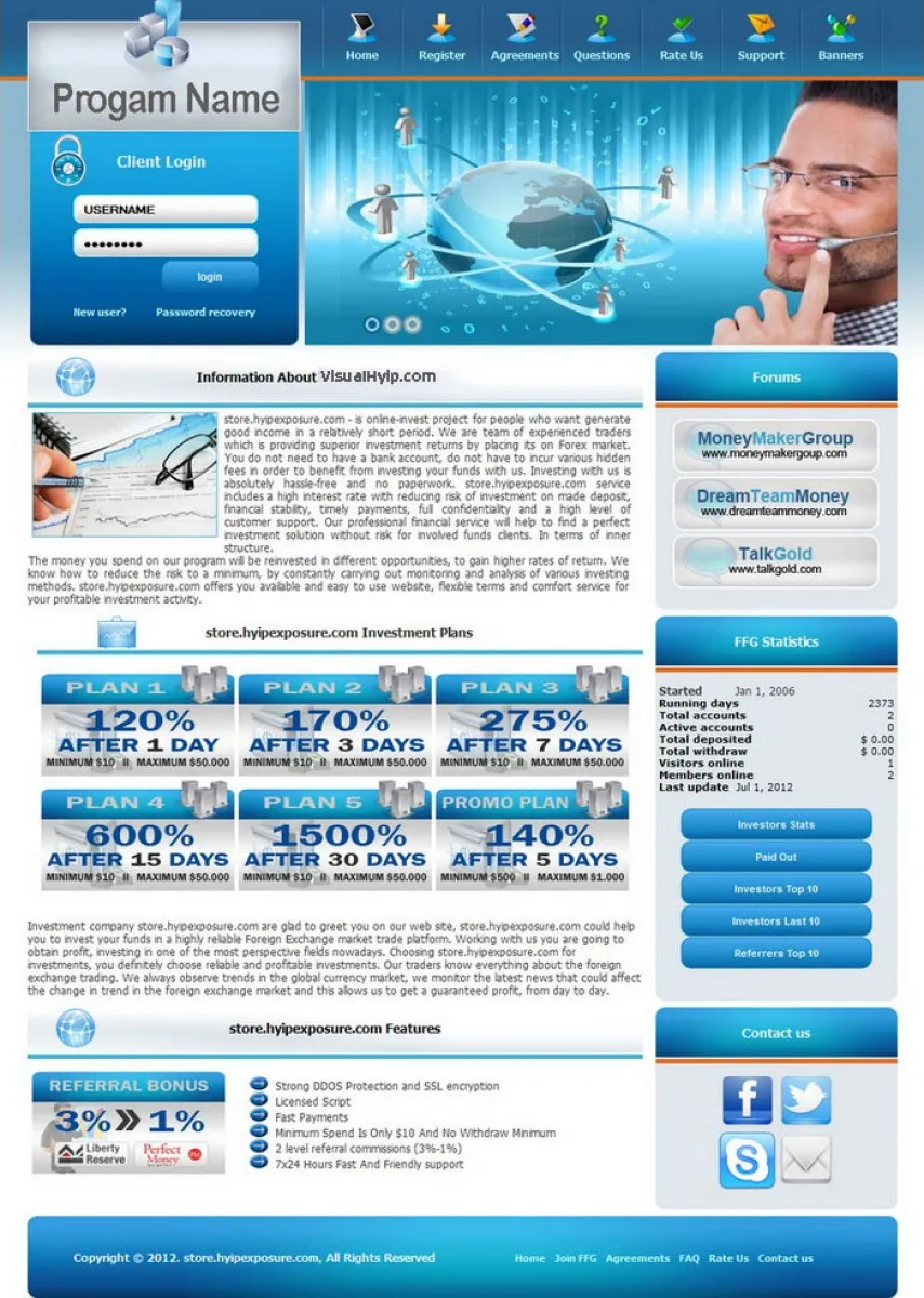Investment Hyip Template ID - ZVPT1002 demo Page 1